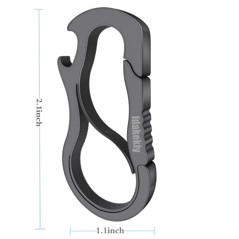 Idakekiy Full Stainless Steel Anti-Lost Keychain Carabiner Mutil Function Home Tool with Bottle Opener for Home Small Version 2pcs Black - BeesActive Australia