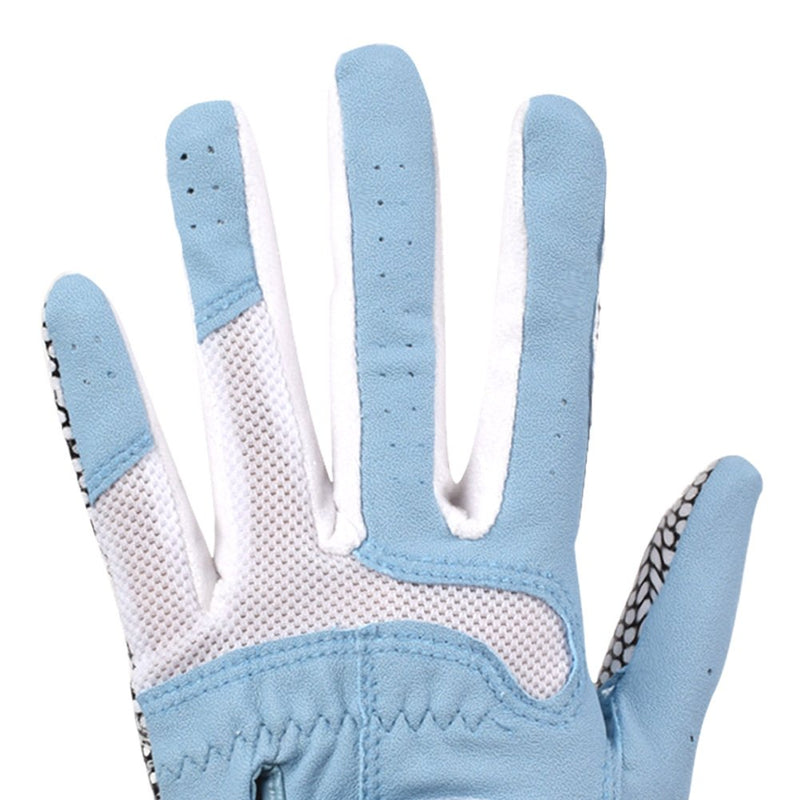 GH Women's Leather Golf Gloves One Pair - Plain Both Hands Blue 18 (XS) - BeesActive Australia