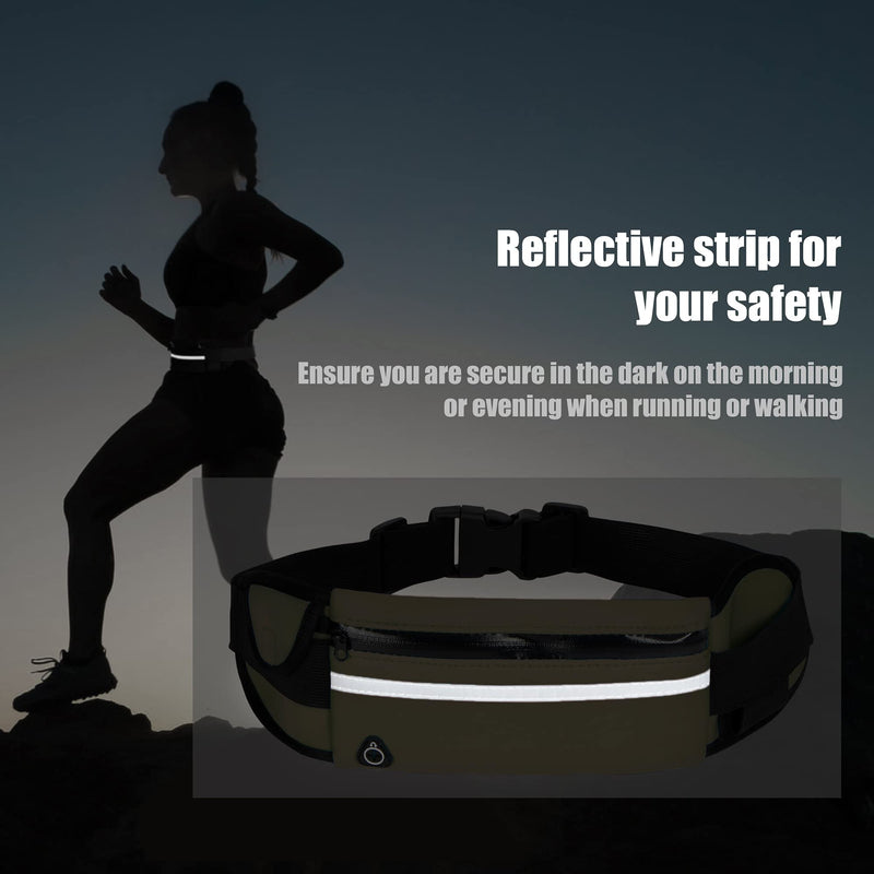 Running Belt Waist Packs,Workout Fanny Pack,Ultra Light Bounce Free Waist Pouch Fitness Workout Belt Sport Waist Pack for Women Men,Adjustable Waistband Bag for All Kinds of Phone (Army green) Army green - BeesActive Australia