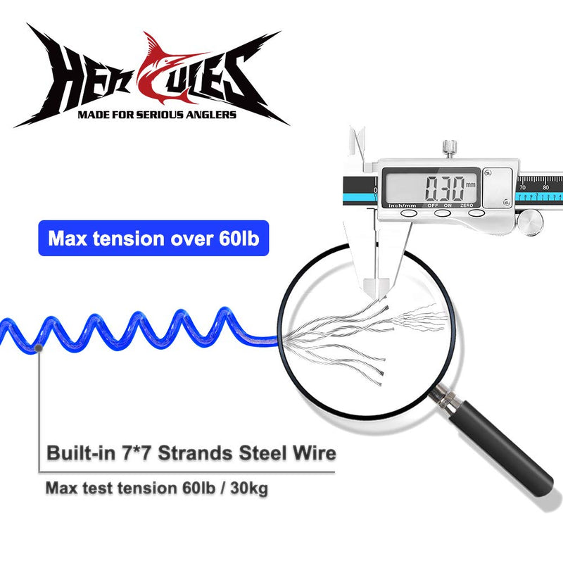 HERCULES M4 Heavy Duty Fishing Lanyard, Coiled Lanyard for Fishing, Rods, Pliers, Boating, Paddles, Kayak Pack of 2 Blue (17.7" Plus, 5.9") - BeesActive Australia