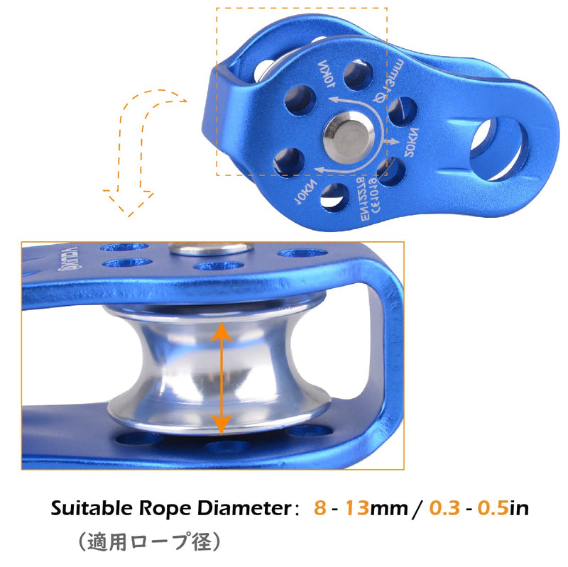 TRIWONDER 20kN Climbing Pulley Rescue Pulley Single Sheave Aluminum Fixed Eye Rock Rope Pulley Blue - BeesActive Australia