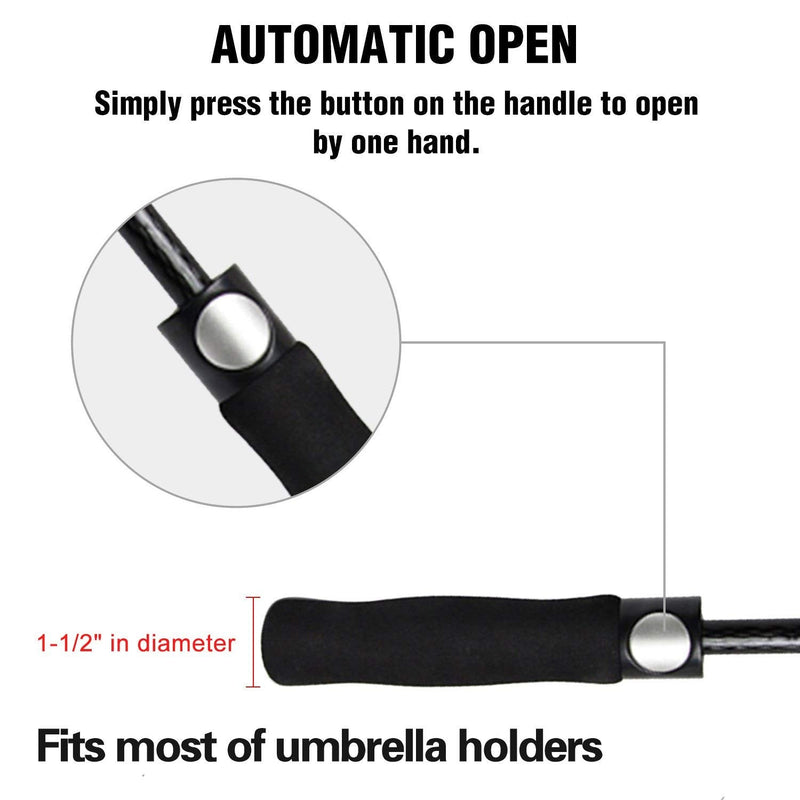 ACEIken Golf Umbrella Large 58/62/68 Inch Automatic Open Golf Umbrella Extra Large Oversize Double Canopy Vented Umbrella Windproof Waterproof for Men and Women Black 62 inch - BeesActive Australia