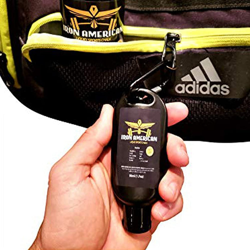 IRON AMERICAN Liquid Sports Chalk - Weightlifting Hand Chalk Mess Free Travel Bottle Long Lasting Strong Grip for Training Gymnastics Rock Climbing Weight Lifting COMBO KIT (8.3 oz. + 1.7 oz.) Bottles - BeesActive Australia