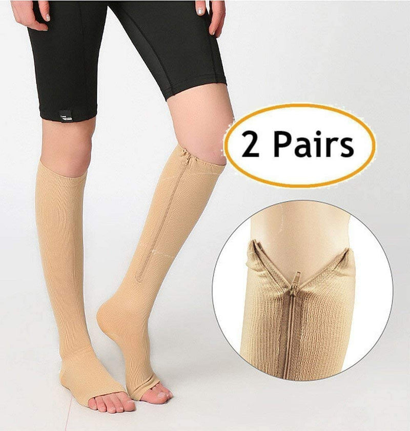 Compression Socks for Women or Men Flight Socks Ladies Socks for Swollen Feet and Legs Varicose Veins or DVT 2 Pairs S Black - BeesActive Australia