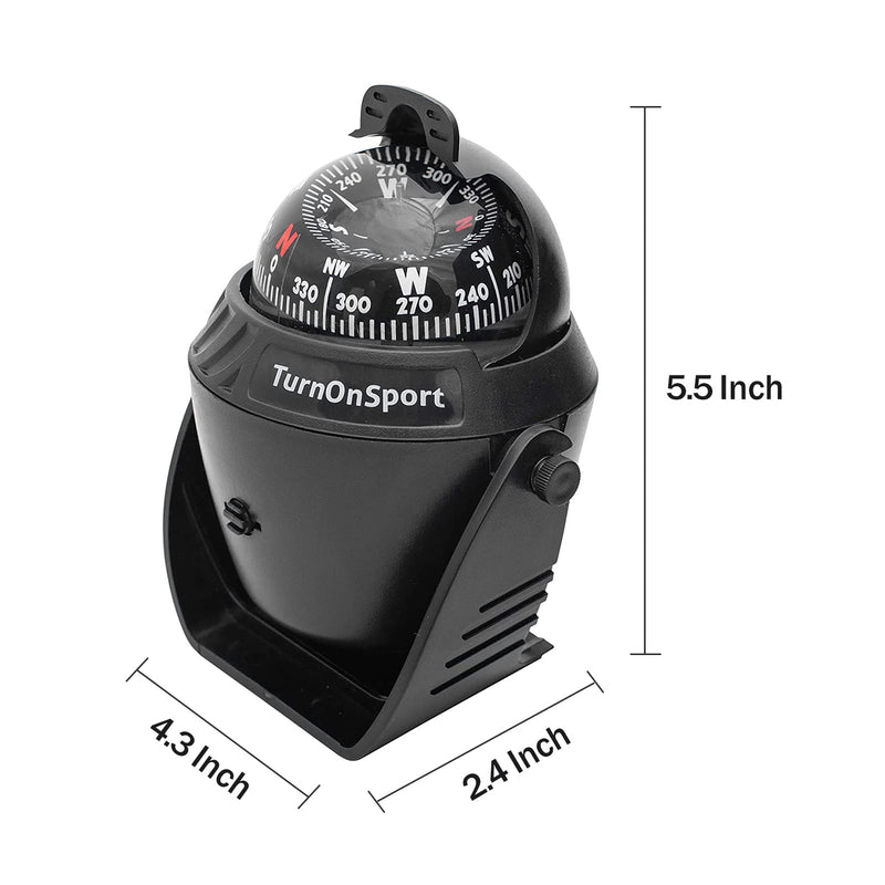 Compass Boating Navigation Marine Compass, Electronic LED Light Pivoting Compass, Multifunction Digital Navigation Compass with Night Lighting for Marine Boat Truck Car, Black - BeesActive Australia