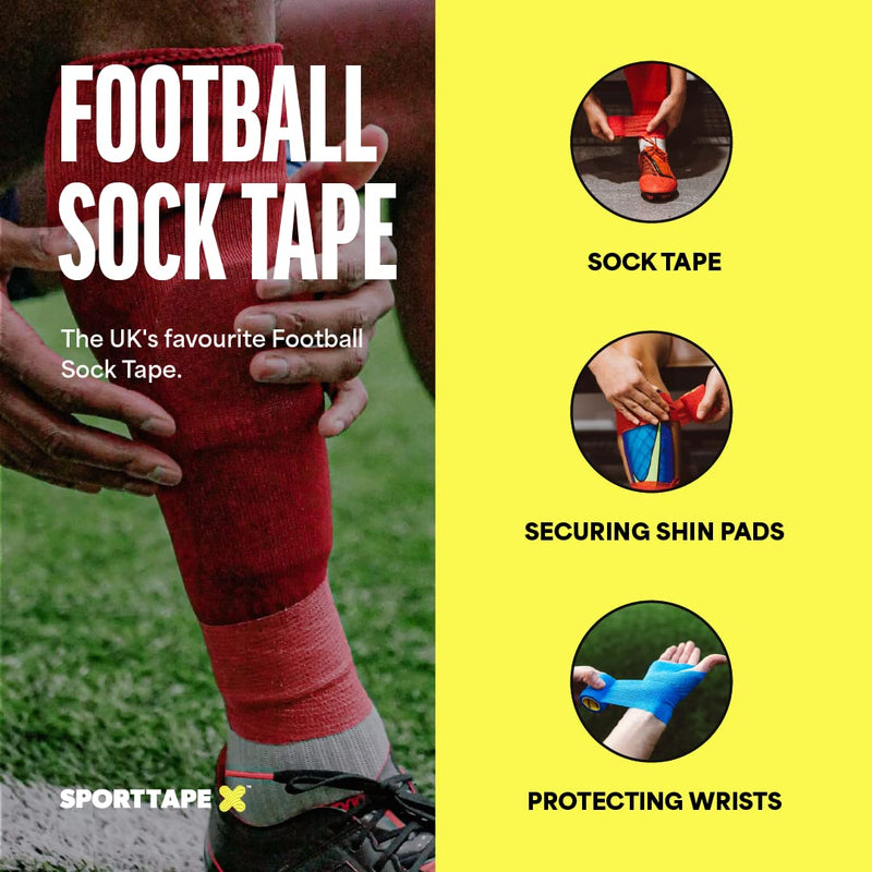 6 Rolls SPORTTAPE Self-Adhesive Football Sock Tape | 5cm x 4.5m - White | Cohesive Bandage Sock Wrap, Shin Pad Tape | Goalkeeper Wrist Tape & Football Ankle Tape | Pet & Vet Wrap for Dogs, Horses 5x450 cm (Pack of 6) - BeesActive Australia