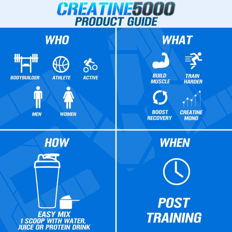 Evlution Pure Creatine Monohydrate Powder 5000mg Nutrition Pre and Post Workout Recovery Drink Mix Creatine Powder for Enhanced Muscle Mass Athletic Performance and Muscle Recovery - Unflavored 60 Servings - BeesActive Australia