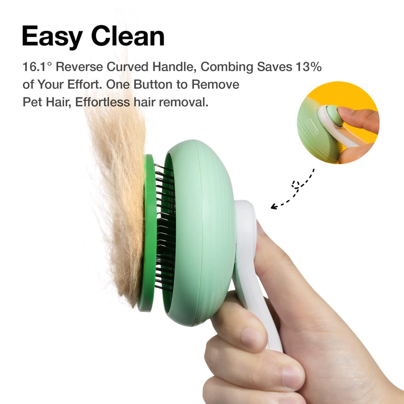 Cat Brush for Shedding, Pet Grooming Self Cleaning Slicker Brush for Cats & Dogs, Cat Deshedding Brush Easily Removes Tangles Hair and Loose Undercoat, Mats Tangled Hair Shedding Brush (Green) Green - BeesActive Australia