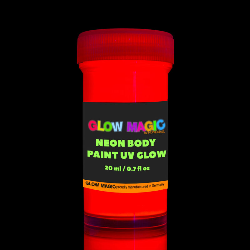 individuall Glow Magic Neon UV Body Paint Set – 8 x 20 ml / 0.7 fl oz  – Black Light Make Up – Bodypainting Neon Blacklight Bodypaint Face & Finger Paints - BeesActive Australia