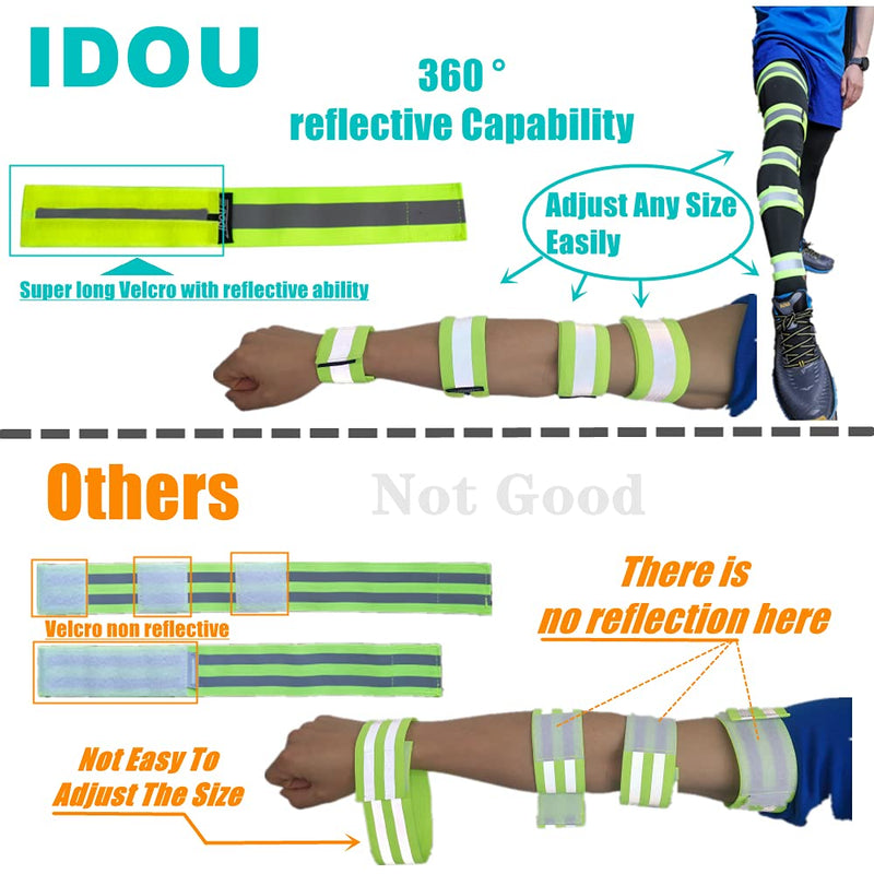 IDOU Reflective Running Gear,Reflective Bands for Arm/Wrist/Ankle/Leg,Biking Accessories for Women and Men Yellow - 2 Bands - BeesActive Australia