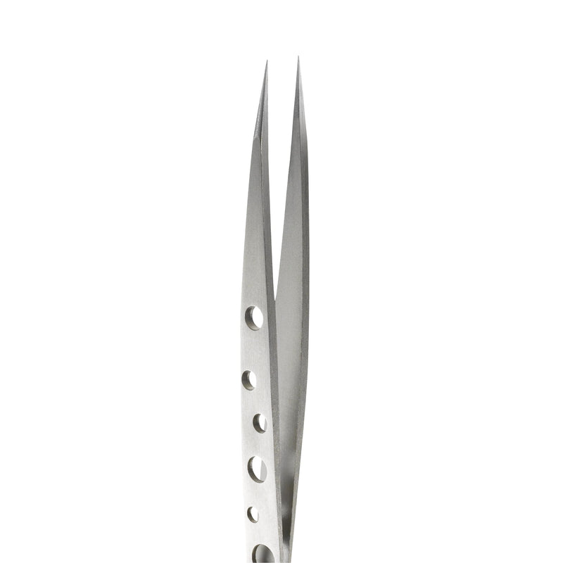 Rubis Hole Pattern Stainless Steel Pointed Tweezers for Precise Eyebrows and Hair Removal, The Elegance Collection,1K011 9.5, Made in Switzerland - BeesActive Australia
