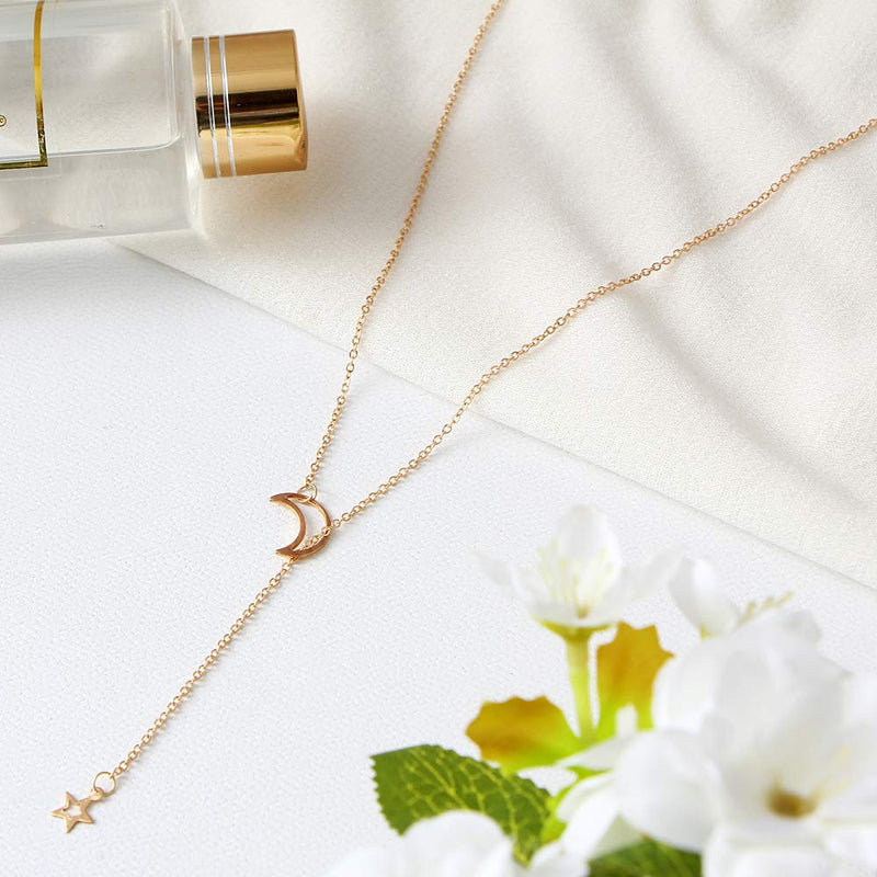 Jozape Simple Gold Moon Star Pendant Necklace Jewelry Necklace Chain for Women and Girls - BeesActive Australia