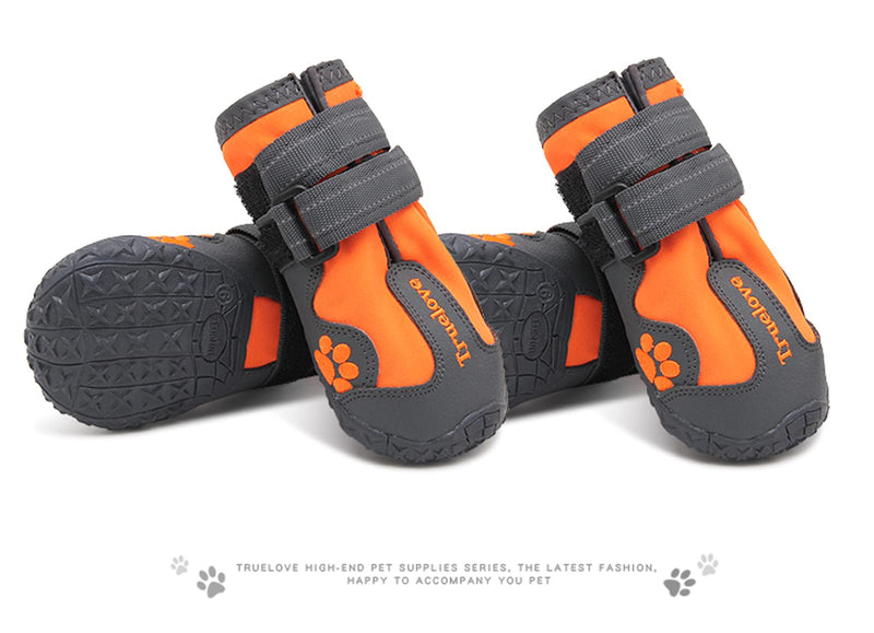 TRUE LOVE Dog Shoes Waterproof Anti-Slip Rain Boots with Reflective TLS3961 6# Orange - BeesActive Australia