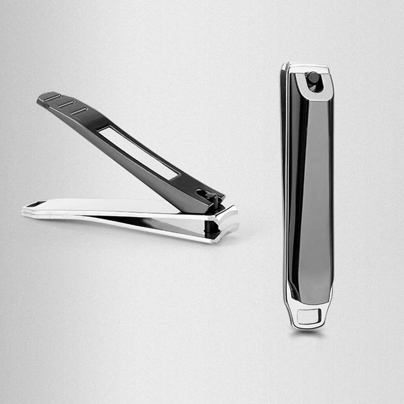 Nail Clippers Set, Professional Nail Clippers with Fingernails & Toenails Clippers & Nail File 3 in 1 Sharp Nail Cutter for Thick Nails for Men Women Kids, Set of 2 with Iron Case, Arc Curved Blade Black 2PCS - BeesActive Australia