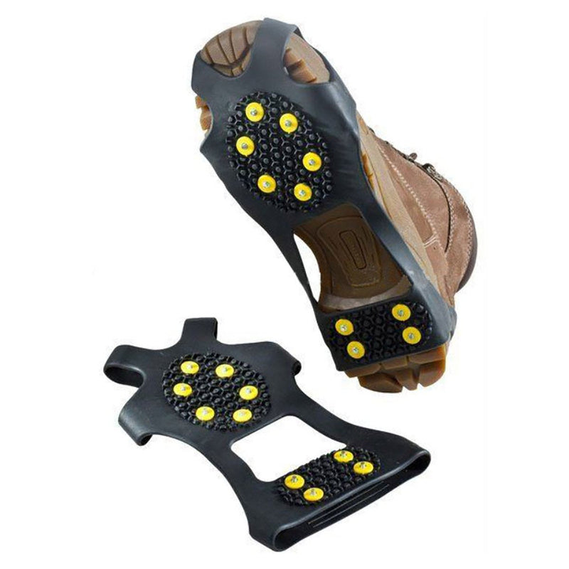 LEEBEI 2Pcs Non-Slip Shoe Cover,Ice Snow Grippers,Over Shoe Boot Traction Cleat Rubber Spikes Mountaineering Non-Slip Shoe Cover 10-Stud Slip-on Stretch Footwear (Large (Shoes Size:W 10-13/M 8-11)) Large (Shoes Size:W 10-13/M 8-11) - BeesActive Australia