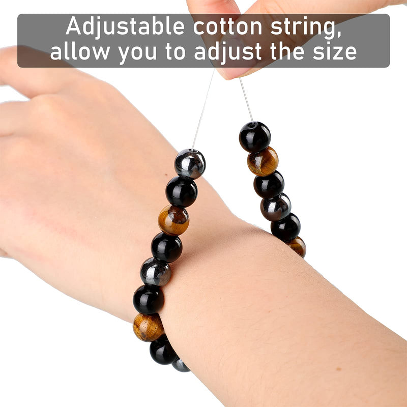 Hicarer 4 Pieces Triple Protection Bracelet Tiger Eye Beads Bracelet Lava Stone Essential Oil Diffuser Bracelets Stress Relief and Anxiety Bracelet, Healing Crystal Yoga Bracelet for Men Women Adjustable - BeesActive Australia