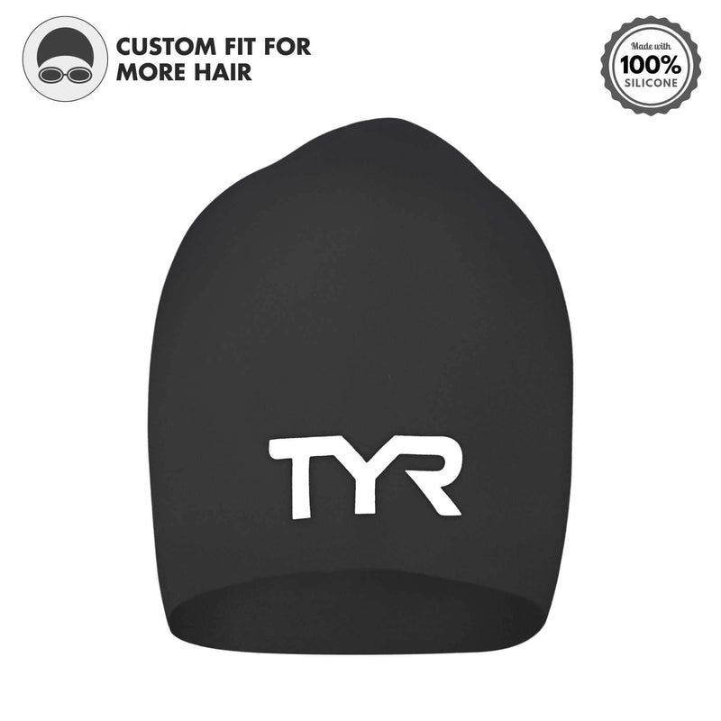 TYR Sport Long Hair Silicone Swim Cap Black - BeesActive Australia