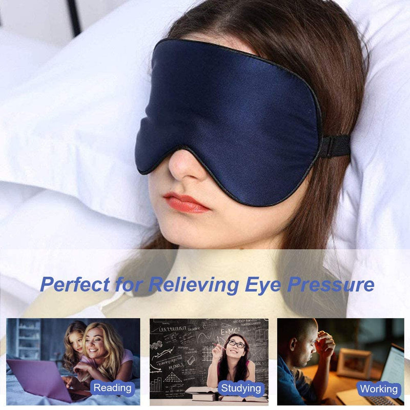 Silk Heated Eye Mask, PJYU Hot Eye Compress for Dry Eyes, Puffy Eyes, Blepharitis Treatment, Relieve Eye Strain, Styes Eye, MGD and Dry Eye Syndrome (Navy Blue) - BeesActive Australia