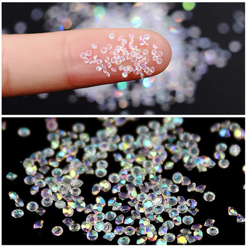 editTime 5000PCS Mini Ultra Tiny 1.2mm AB Shine Iridescent Crystals Micro Diamond Glass Sand Rhinestone for Nail Art Beauty Makeup DIY Craft (1.2mm AB) - BeesActive Australia