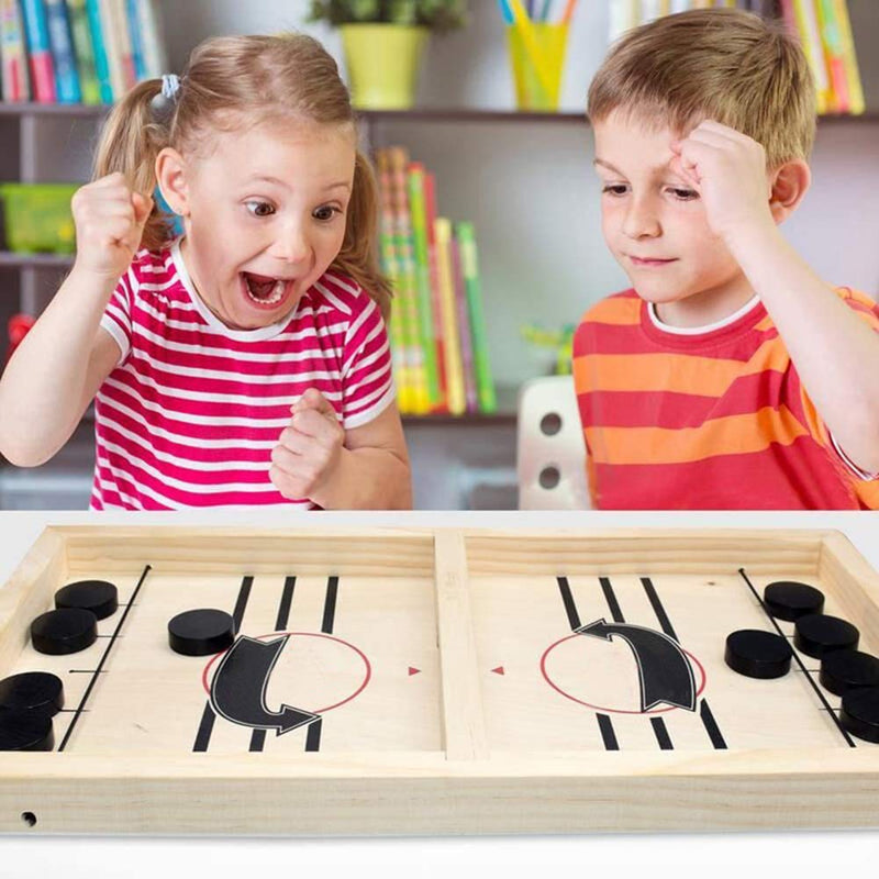moopok Fast Sling Puck Game,Wooden Hockey Game Sling Puck.Desktop Battle Wooden Sling Hockey Table Game,Adults and Kids Family Games.Slingshot Game Toys.Foosball Winner Board Game (Medium Size) Medium Size - BeesActive Australia