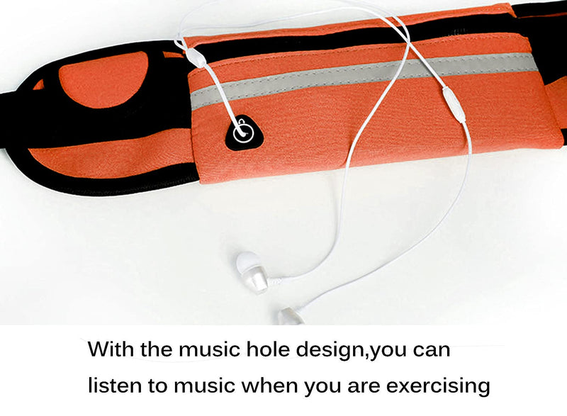 LuckyZhe Reflective Running Belt with Water Bottle Holder for Women Men, Waist Pack Bag for Fitness, Workout, Walking, Running, Hiking,Cycling, Travelling (Orange) Orange - BeesActive Australia