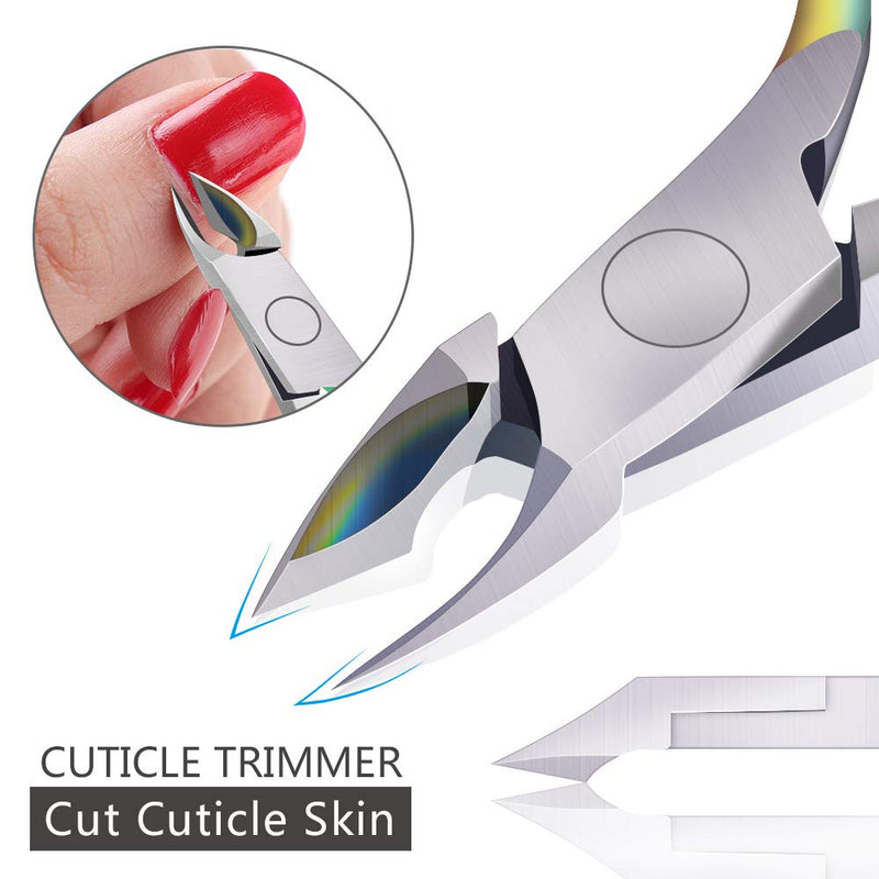 Cuticle Trimmer with Cuticle Pusher - KASI Stainless Steel Cuticle Nipper Cutter Remover for Gel Nail Polish Tool - BeesActive Australia