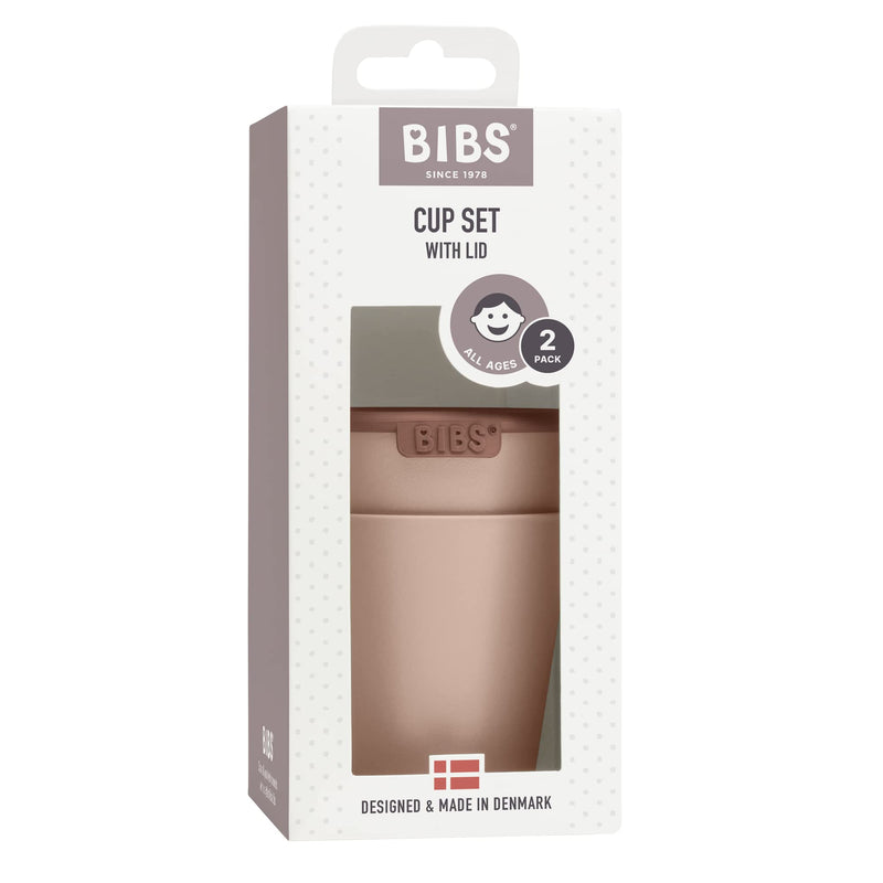 BIBS Cup Set for Baby or Toddler 2-Pack, Made in Denmark, 100% Food-Grade Material, Non-Slip and Dishwasher Friendly. Made in Denmark. (Blush/Woodchuck) - BeesActive Australia
