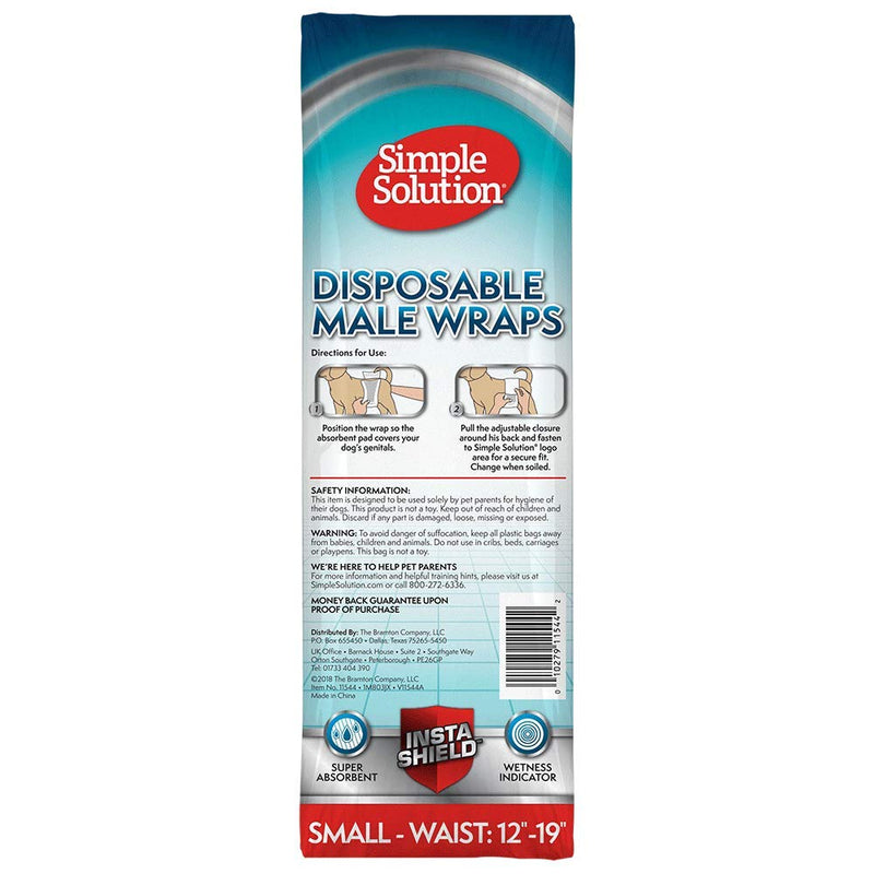 Simple Solution Disposable Dog Diapers for Male Dogs | Male Wraps with Super Absorbent Leak-Proof Fit Small 30 count - BeesActive Australia