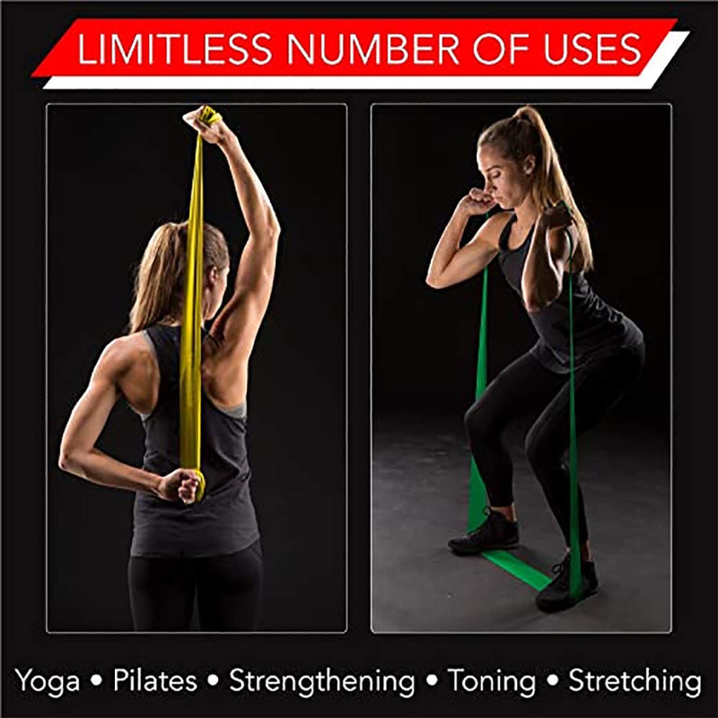 THERABAND Resistance Band Set, Professional Latex Elastic Bands for Upper & Lower Body, Core Exercise, Physical Therapy, Lower Pilates, At-Home Workouts, & Rehab, 5 Foot, Yellow, Red & Green, Beginner - BeesActive Australia