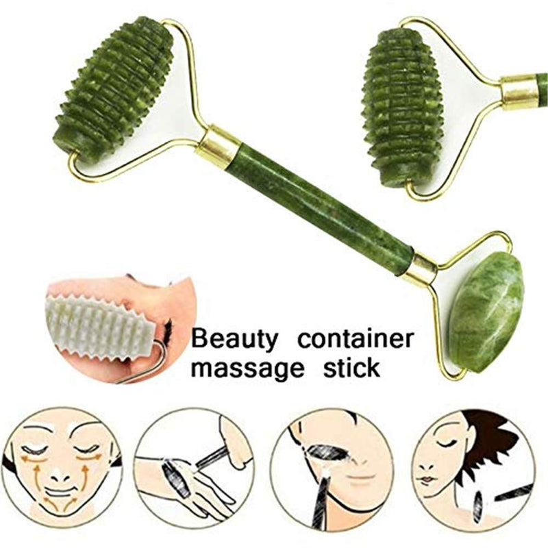 Emerald Facial Roller Massager Anti-wrinkle and relieve edema, facial ridged roller natural Xiuyan jade rejuvenates the skin - BeesActive Australia