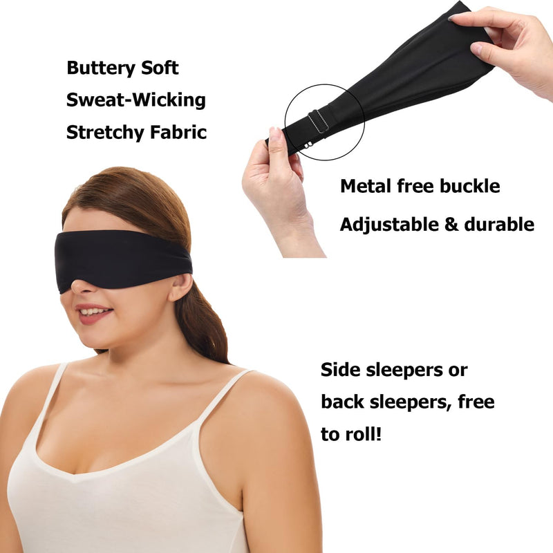 ALASKA BEAR Sleep Mask for Side Sleepers Best Contoured Eye Mask for All Sleeping Positions Men and Women 100% Blackout Cover Cool Blindfold Most Comfy Headband Style, Machine Washable Black - BeesActive Australia