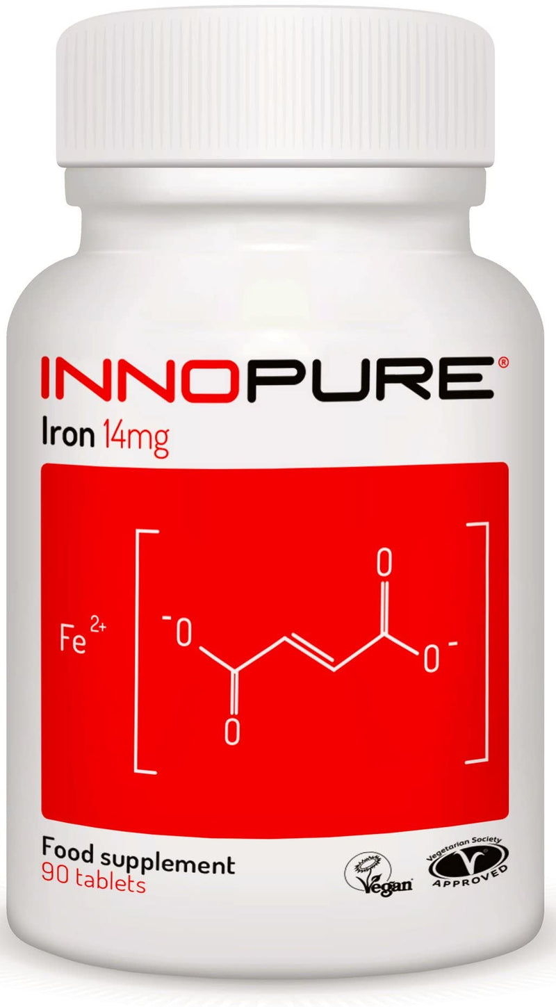 Iron Supplement for Energy and Immunity - 3 Months Supply, 90 Tablets - Vegan Society Approved - Made in The UK by Innopure - BeesActive Australia