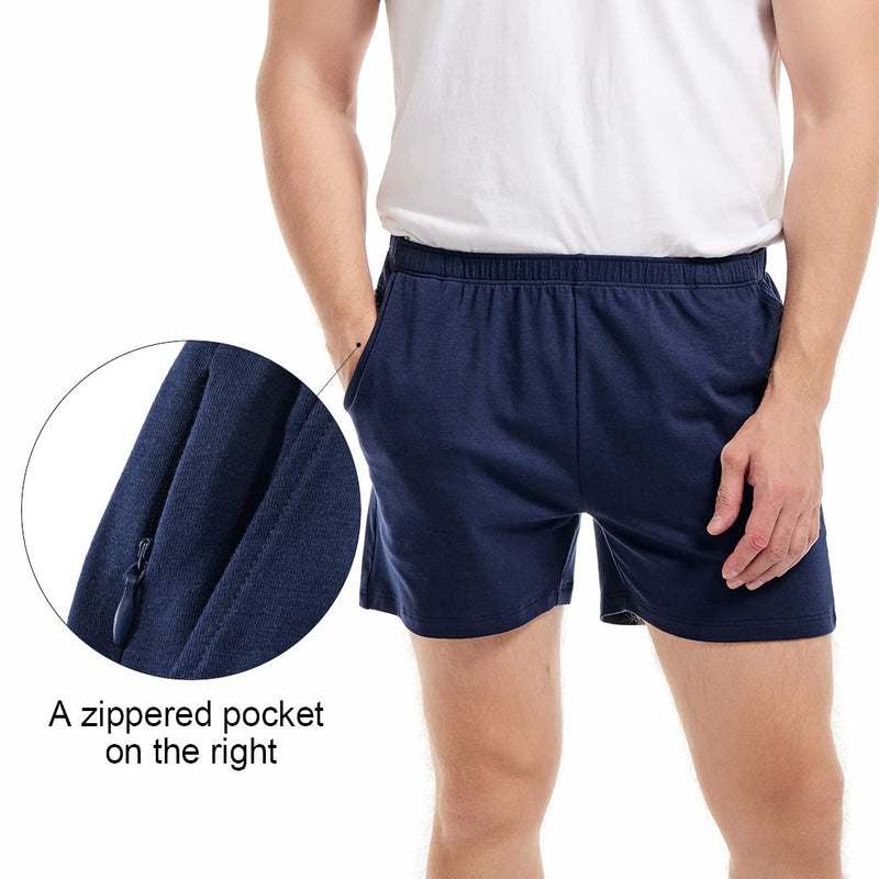 AIMPACT Mens Lounge Shorts Breathable Soft 4 Inch Lightweight Simple Active Shorts Sleep Bottoms Royal Blue Large - BeesActive Australia