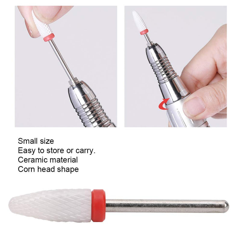 Ceramic Nail Drill Bit Corn-Head-Shape Professional Grinding Head for Nail Polishing(Red) Red - BeesActive Australia