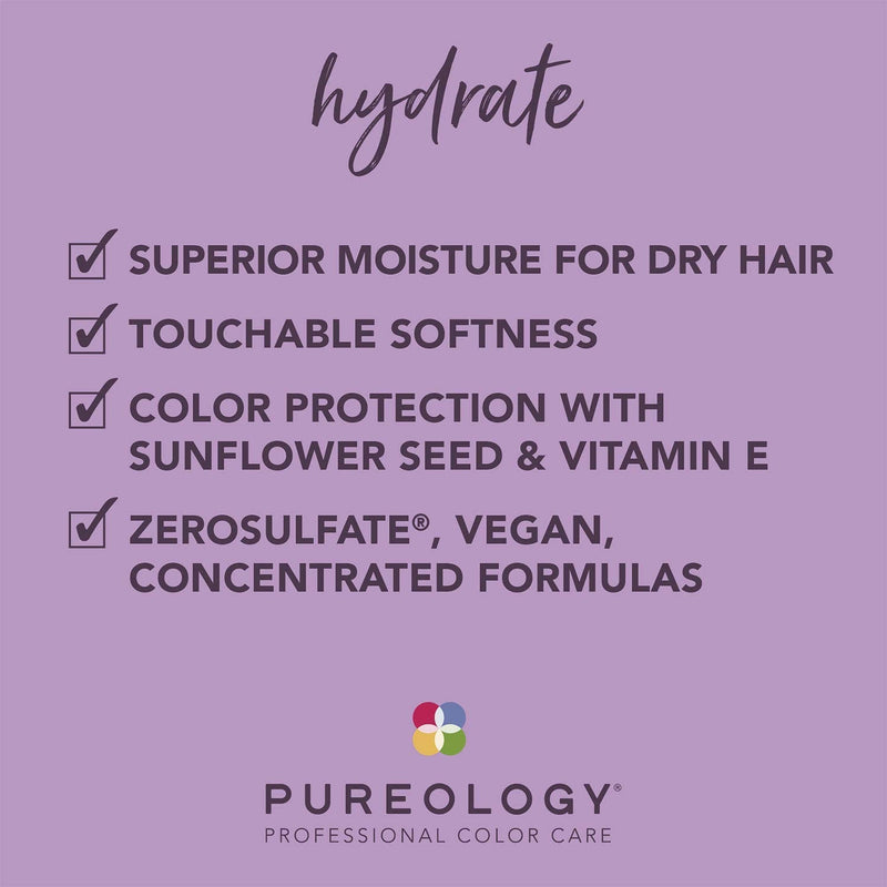 Pureology | Hydrate | Moisturising Shampoo & Conditioner Duo Set | For Medium to Thick Dry, Colour Treated Hair | Vegan | 266ml - BeesActive Australia