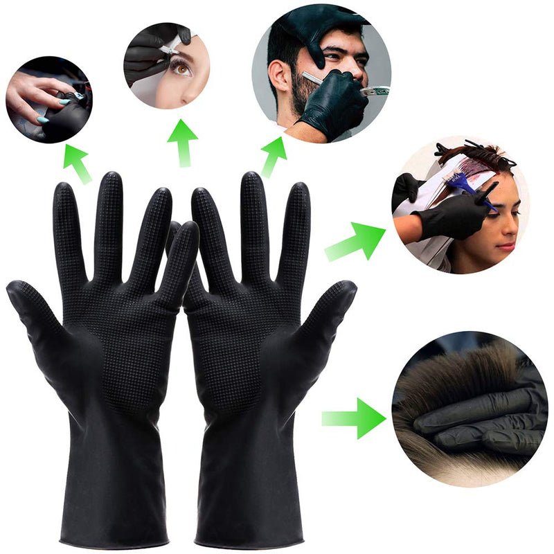 Hair Dye Gloves, Black Reusable Rubber Gloves, Professional Hair Coloring Accessories for Hair Salon Hair Dyeing,2Pcs - BeesActive Australia