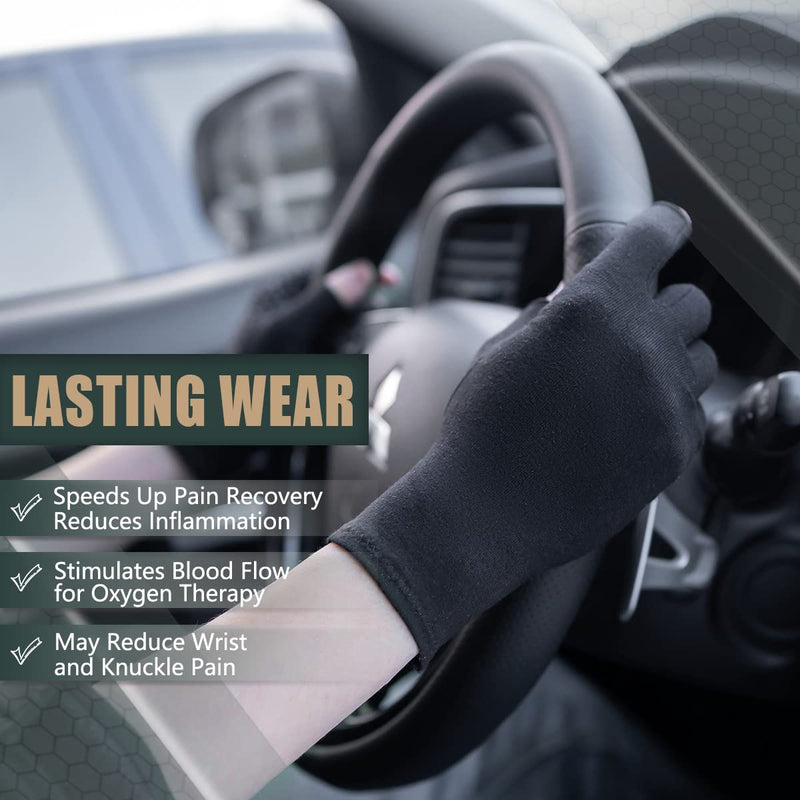 DRNAIETY Arthritis Compression Gloves for Hand Arthritis, Rheumatoid, Osteoarthritis, Carpal Tunnel Pain, Fingerless Compression Gloves, Breathable Moisture Wicking Gloves for Men & Women Small Black - BeesActive Australia