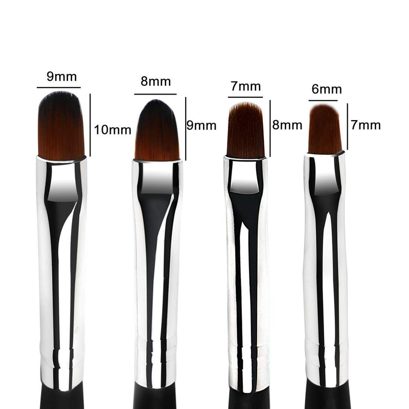 BQAN Oval UV Nail Brush Set for Acrylic UV Nail Extensions and Nail Tips Builder 4 Pieces Wooden Handle With Nylon Hair Nail Art Painting Brush. - BeesActive Australia