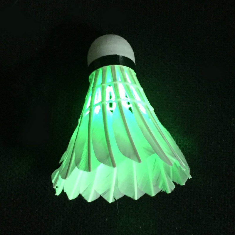 ZHENAN LED Badminton Shuttlecocks Dark Night Glow Birdies Lighting for Outdoor & Indoor Sports Activities (Feather_4pcs) - BeesActive Australia