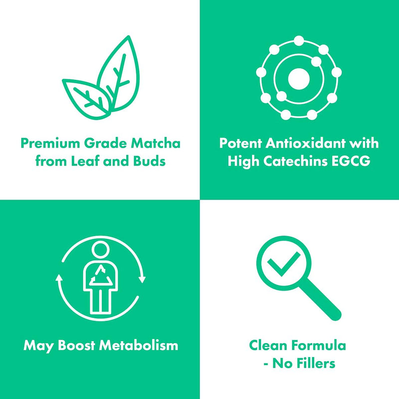 Organic Japanese Matcha Green Tea Capsules (New & Improved) | 120 Capsules (60 Servings) 1000mg per Serving | Powerful Anti-Oxidant | No Fillers - Pure Matcha Powder | Made in UK Under GMP License - BeesActive Australia