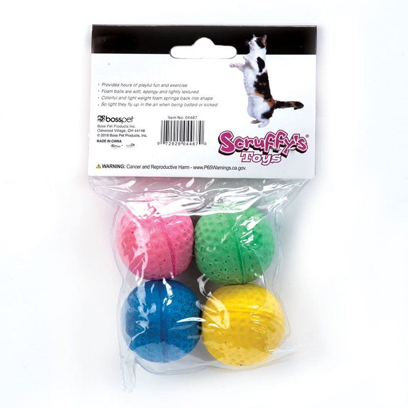 Boss Pet 04467 Scruff's Colorful Kitty Springy Foam Sponge Balls (4 Pack), Multicolor - BeesActive Australia