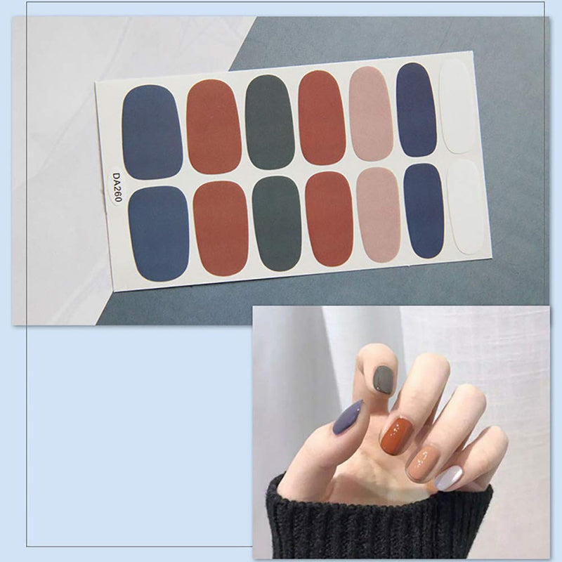SILPECWEE 14 Sheets Adhesive Nail Polish Strips Set and 1Pc Nail File Solid Color Nail Art Decals Manicure Stickers Wraps Tips NO1 - BeesActive Australia