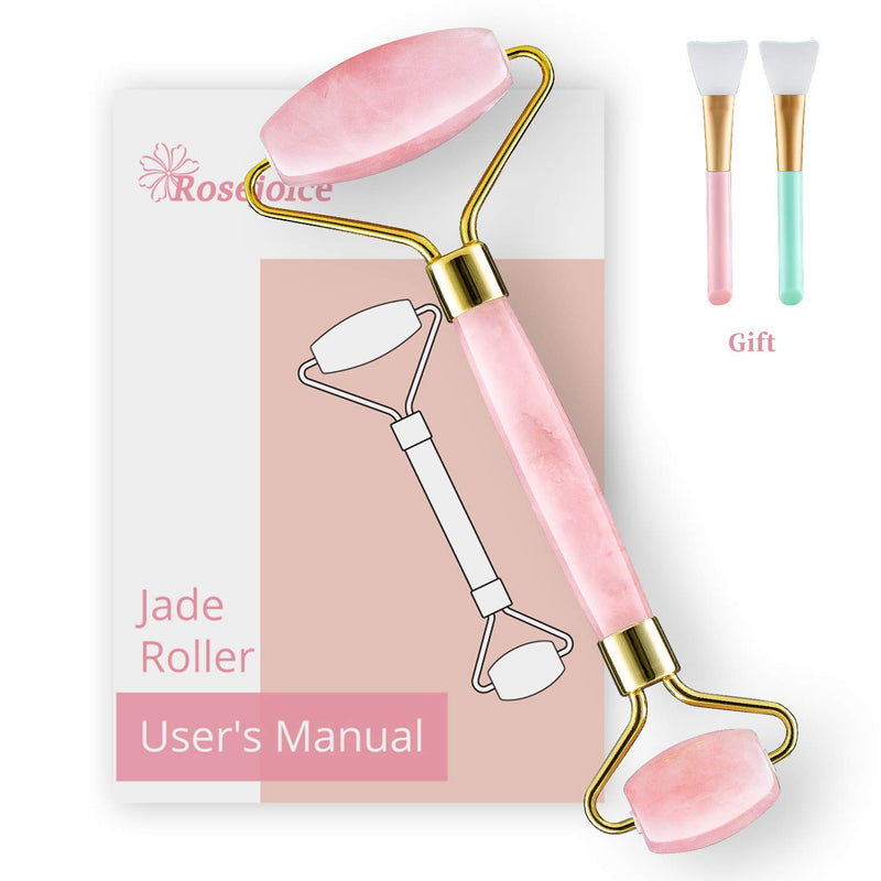 Rosejoice Pink Rose Quartz Jade Roller for Face-Natural Handmade-Crafted Facial Massager Skin Tool for Anti Aging Skincare - BeesActive Australia