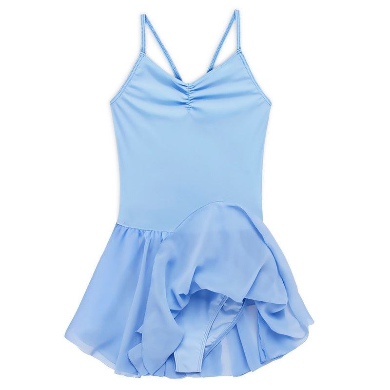 [AUSTRALIA] - FEESHOW Kids Girls' Gymnastic Camisole Leotard Top Ballet Dance Dress Ruffle Tutu Skirt Blue 10-12 