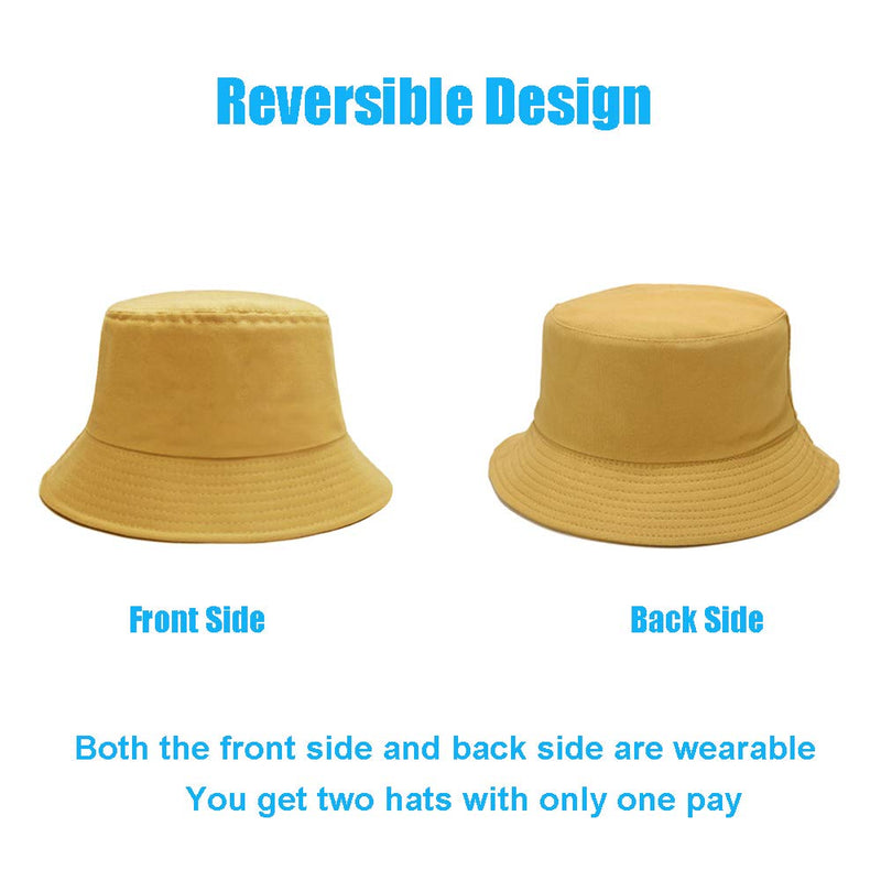 Sydbecs Solid Color Bucket Hat for Women Men, Reversible Cotton Summer Sun Beach Fishing Cap A-apricot - BeesActive Australia