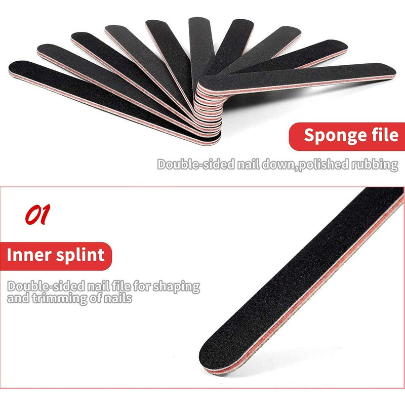 Nail Files Nail File Professional Double Sided 10Pcs/Pack Nail Files Set 100/180 Grit Nail Files Emery Board Black Manicure Pedicure Tool and Nail Buffering Files for Home and Salon Use - BeesActive Australia