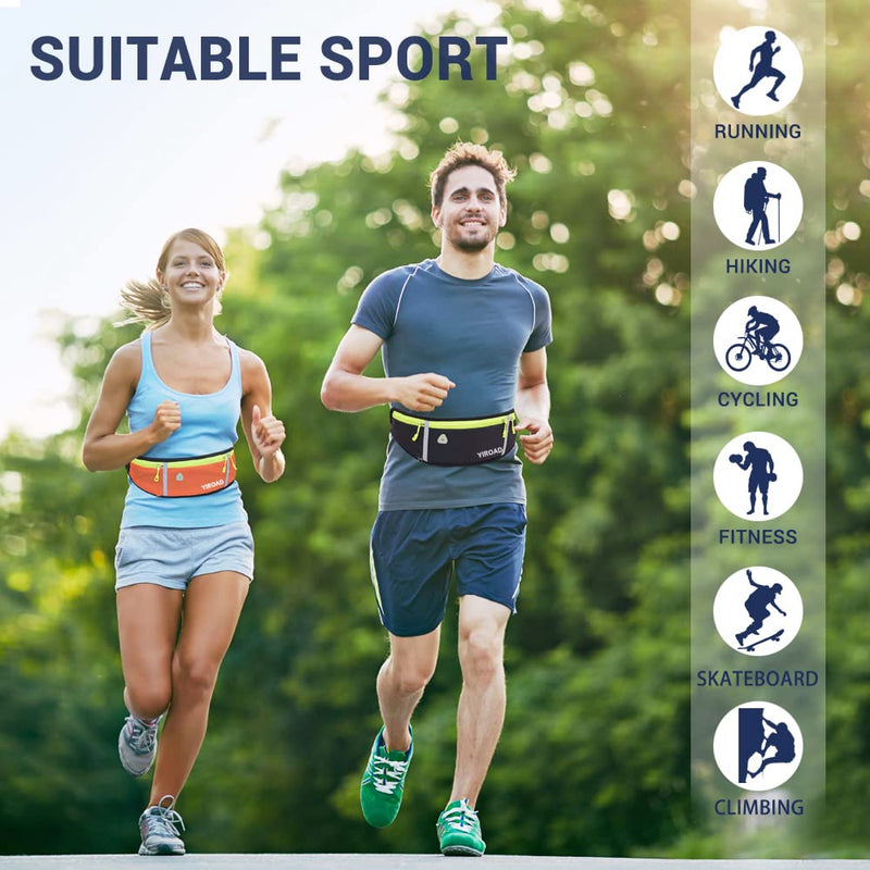 YIROAD Running Belt, Waterproof Fanny Pack for Women Men, Workout Running Waist Pack Bag with Foldable Water Bottle Holder, Adjustable Running Pouch Phone Holder Accessories, Yilu-wp-001, Blue - BeesActive Australia