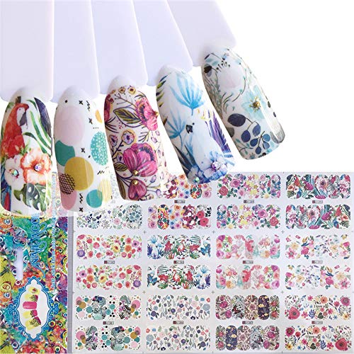 4 Sheets 48 pattern Water Transfer Nail Art Decals Stickers With Butterfly flower Animal Insect beauty girl cartoon and different patterns for women 3 - BeesActive Australia