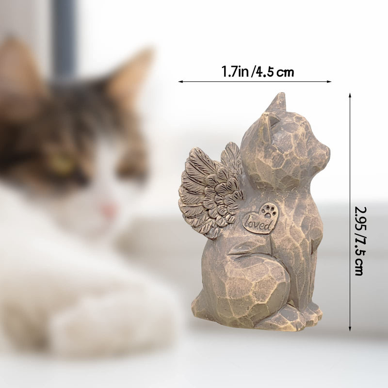 Tsyulog Cat Angel Memorial Figurine, Cat Memorial Gifts, Losing a Cat Sympathy Gift, Cat Gifts for Cat Lovers, Passed Away Cat Gift, Sculpted Hand-Painted Figure Natural-love My Cat (Dark) - BeesActive Australia
