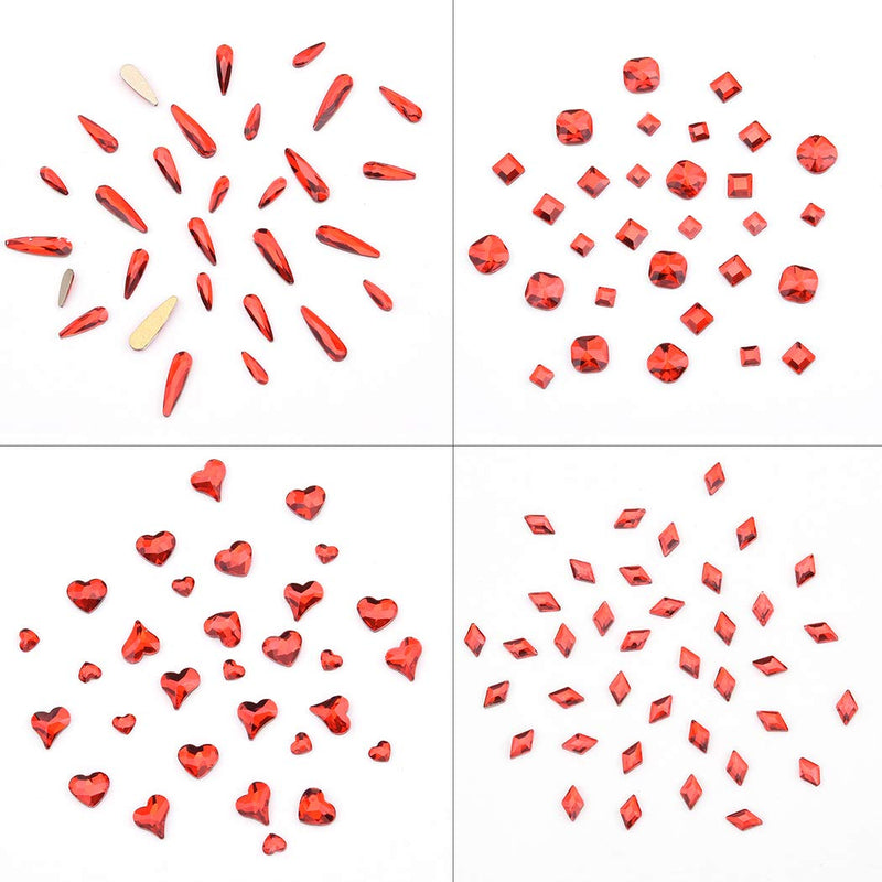 262pcs Flatback Red Nail Art Crystals 960pcs Round Rhinestones 3d Glass Gemstones for Makeup Face Decor Crafts Supply Red Stones Set - BeesActive Australia